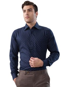 Raymond - Slim Fit Printed Dark Blue Shirt
