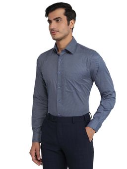 Raymond - Slim Fit Printed Dark Blue Shirt