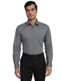 Raymond - Slim Fit Solid Dark Grey Shirt