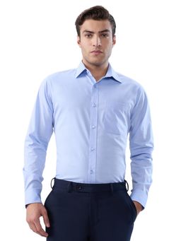 Raymond - Slim Fit Self Design Medium Blue Shirt