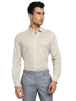 Raymond - Contemporary Fit Printed Medium Fawn Shirt
