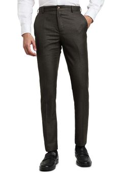 Raymond - Slim Fit Checkers Dark Brown Trouser