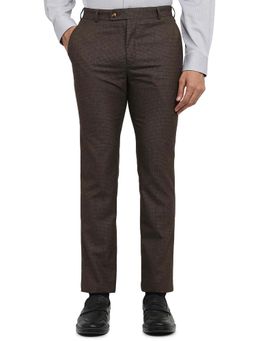 Raymond - Slim Fit Checkers Dark Brown Trouser