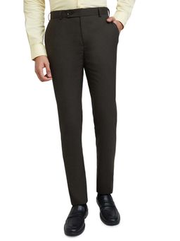 Raymond - Slim Fit Solid Dark Brown Trouser
