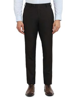 Raymond - Slim Fit Structure Dark Maroon Trouser