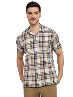 Parx - Slim Fit Checkers Medium Brown Shirt