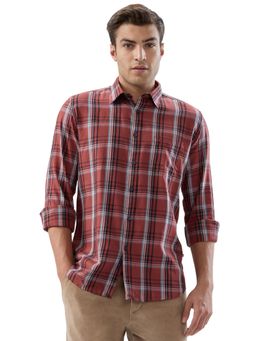Parx - Slim Fit Checkers Medium Maroon Shirt