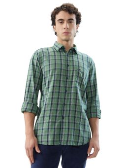Parx - Slim Fit Checkers Medium Green Shirt