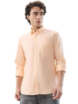 Parx - Slim Fit Solid Light Orange Shirt