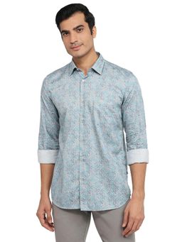 Parx - Slim Fit Printed Medium Grey Shirt