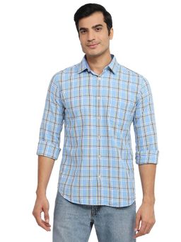 Parx - Slim Fit Checkers Medium Blue Shirt