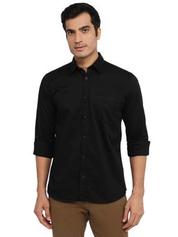 Parx - Slim Fit Solid Black Shirt