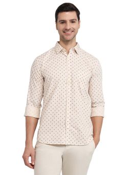 Parx - Slim Fit Printed Light Fawn Shirt
