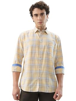 Parx - Slim Fit Checkers Dark Yellow Shirt