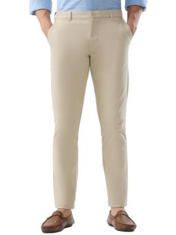 Parx - Tapered Fit Solid Light Beige Trouser