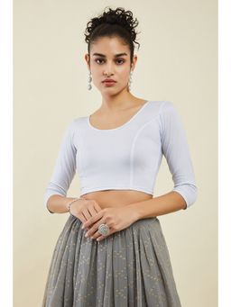 Soch - White Cotton Spandex Prince Cut Blouse