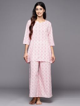 Libas - White Printed Regular Kurta and Pyjama