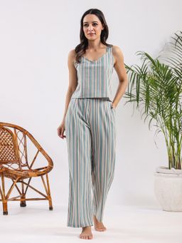 SAY - Green Stripes Regular Top and Pyjama