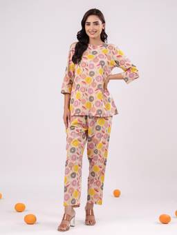 SANSKRUTIHOMES - Multi-Color Floral Regular Top and Pyjama