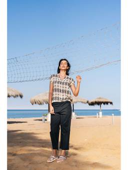 SANSKRUTIHOMES - Black Printed Regular Top and Pyjama