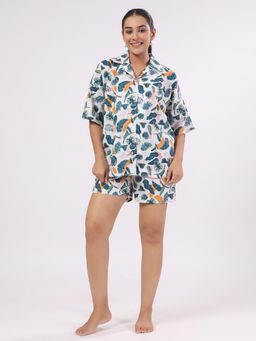 SANSKRUTIHOMES - Off White Floral Regular Shirt and Shorts