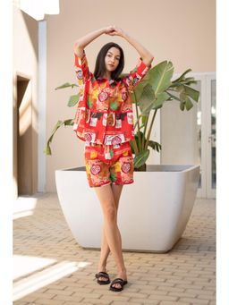 SANSKRUTIHOMES - Red Printed Regular Shirt and Shorts