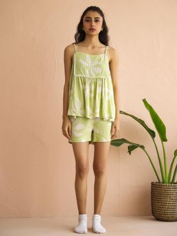 SAY - Green Floral Regular Top and Shorts