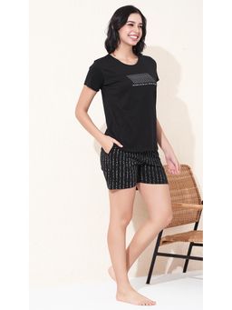 Quira - Black Printed Regular T-Shirt and Shorts