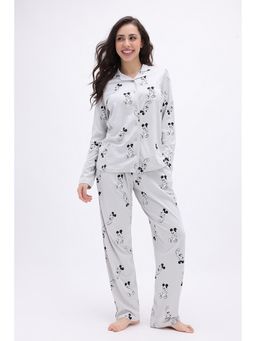 Zivame - Grey Printed Relaxed Shirt and Pyjama