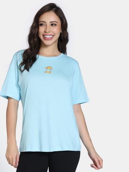 Zivame - Blue Printed Relaxed T-Shirt and Leggings