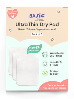 Superbottoms - Unisex Basic Diaper Insert/ DryFeel Magic pad (Pack of 3) (0-3 Months)