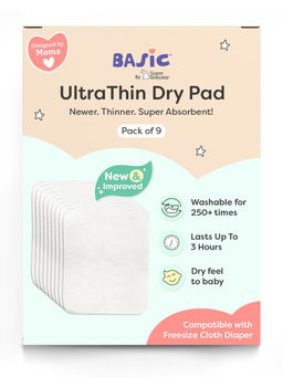 Superbottoms - Unisex Basic Diaper Insert/ DryFeel Magic pad (Pack of 9) (0-3 Months)