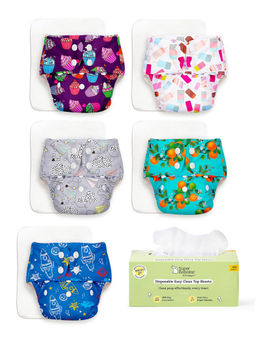 Superbottoms - Unisex Basic Diaper Combo Diapers and Pads with Diaper Sheets (0-3 Months)