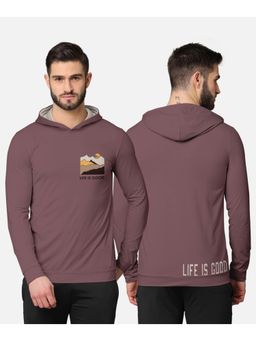 BULLMER - Trendy Front & Back Printed Full Sleeve Hooded T-shirt For Men Purple