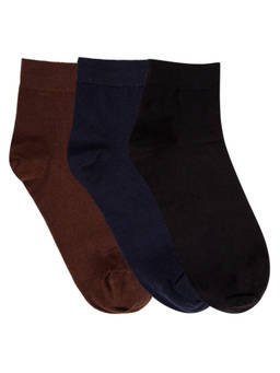 NEXT2SKIN - Mens Cotton Ankle Length Seamless Socks Black, Navy & Brown (Pack of 3)