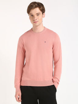 Tommy Hilfiger - Pink Solid Regular Fit Sweater