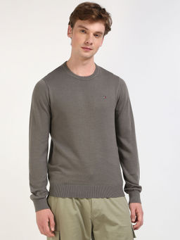 Tommy Hilfiger - Grey Solid Regular Fit Sweater