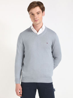 Tommy Hilfiger - Grey Solid Regular Fit Sweater