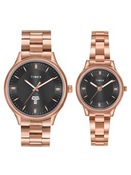 Timex - Unisex Black Round Analog Pair Watch- TW00ZP009 (M)