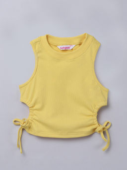 Taffy - Rib Sleeveless Cut-Out Detail Crop Top Yellow