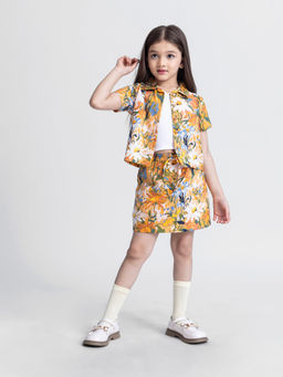 Taffy - Dobby Half Sleeves Floral Printed Co-Ord (Set of 3)