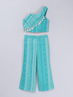 Taffy - Viscose Sleeveless Printed One Shoulder Back Tie Up Co-Ord (Set of 2)