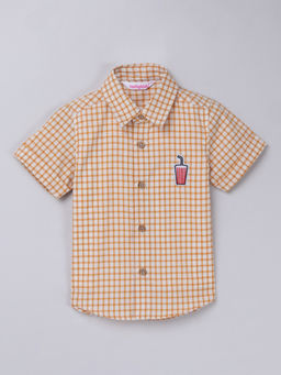 Taffy - Checked Half Sleeves Badge Detailed Shirt