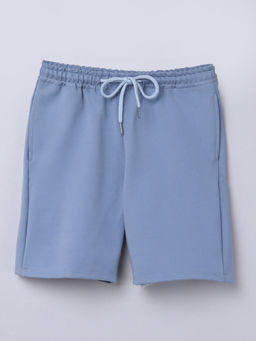 Taffy - Solid Knee Length Drawstring Detailed Shorts Blue