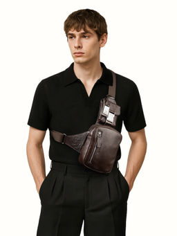 Hidesign - Andover 01 Genuine Leather Mens Brown Belt Bag