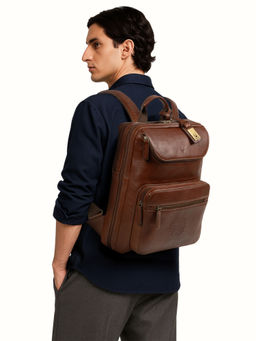 Hidesign - Andover 03 Genuine Leather Mens Tan Backpack