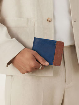 Hidesign - Andover W2 Genuine Leather Mens Blue Tri Fold Wallet
