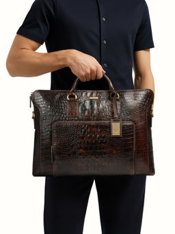 Hidesign - Carnegie 02 Genuine Leather Mens Brown Laptop Bag with Detachable Straps