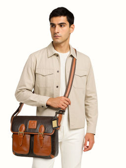 Hidesign - Charter 01 Genuine Leather Mens Brown Crossbody Bag