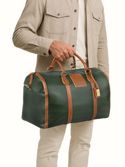 Hidesign - Charter 02 Unisex Green Duffle Bag with Pouch and Detachable Straps